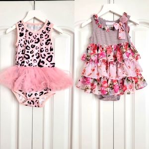 Great Condition. Bundle of Bodysuit Dresses: Floral and Pink Leopard Print